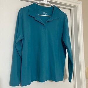 Long sleeve pullover polo style blouse